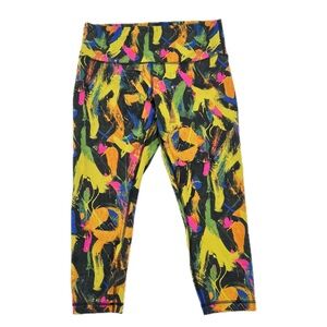 Lululemon Wunder Train Contour Fit High-Rise Crop Tight 25" Black Multi Size 14